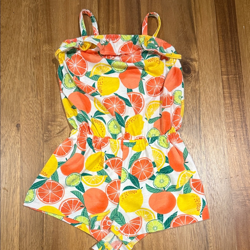 The Children's Place Citrus Print Romper - Orange, Yellow, Green